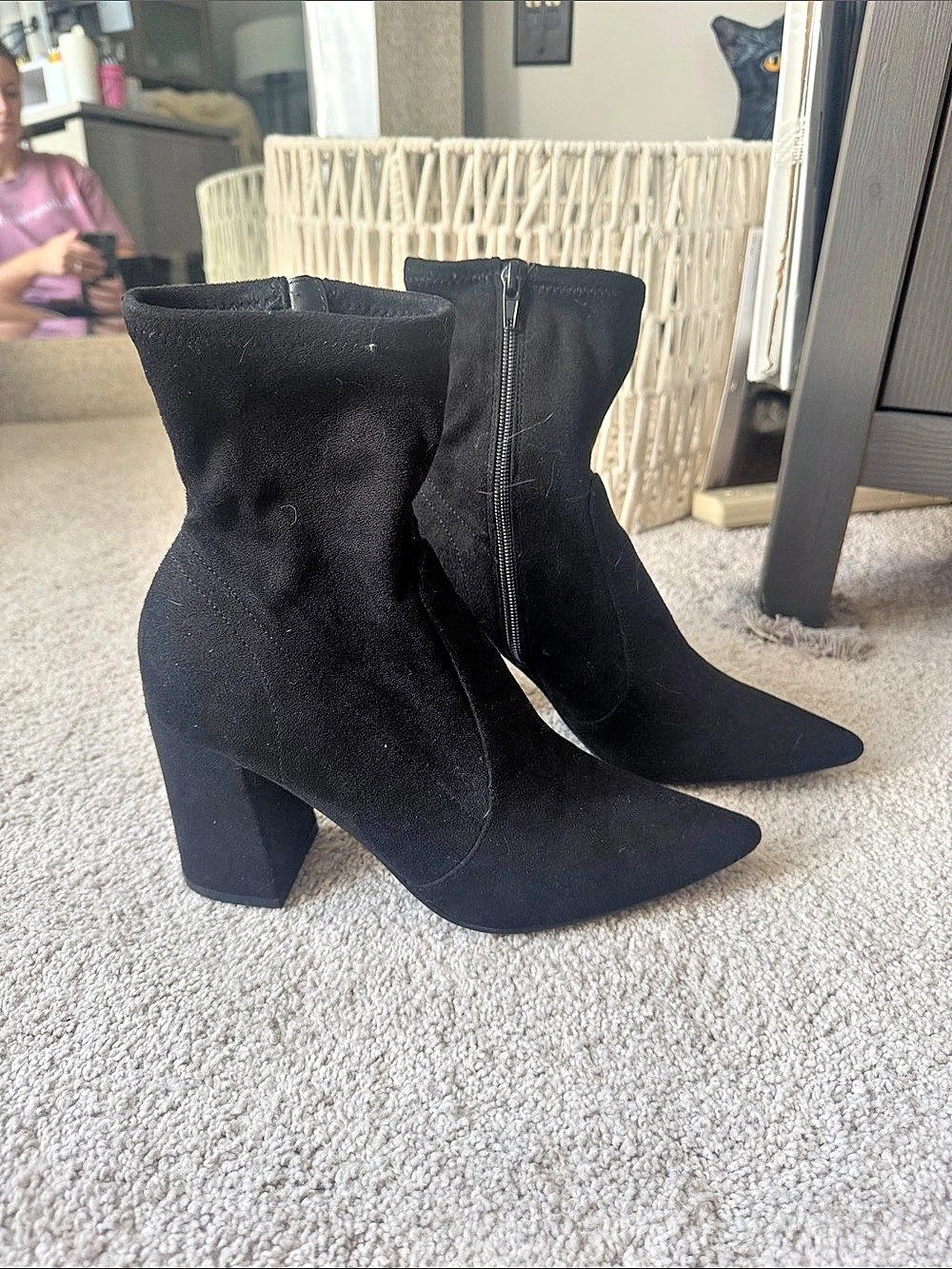 Steve Madden Black Pointed Toe Ankle Boots